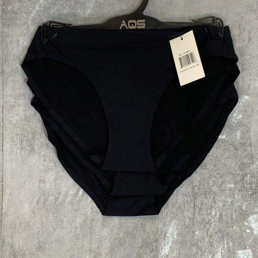 AQS Solid Black 3-Pack Seamless Bikini Cut Panties SZ S