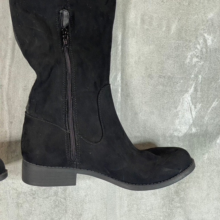 SUN+STONE Women's Black Micro Allicce Round-Toe Over-The-Knee Boots SZ 7.5