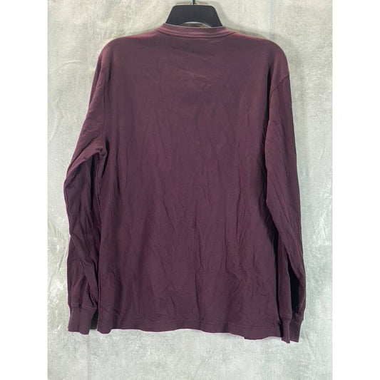 LANDS' END Men's Tall Burgundy Super-T Long-Sleeve Henley Shirt SZ M