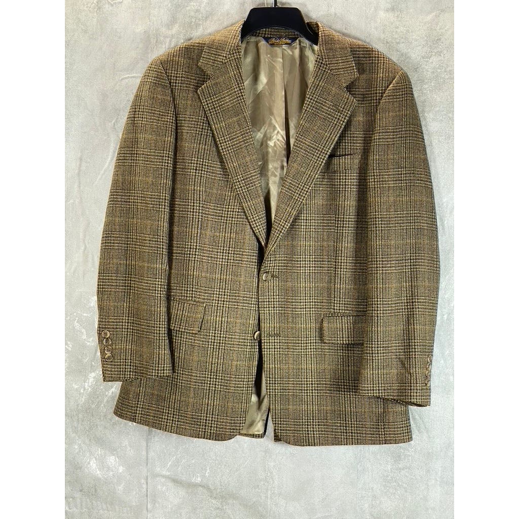 BROOKS BROTHERS 1818 Men's Brown Houndstooth Three-Button Suit Jacket SZ 40R