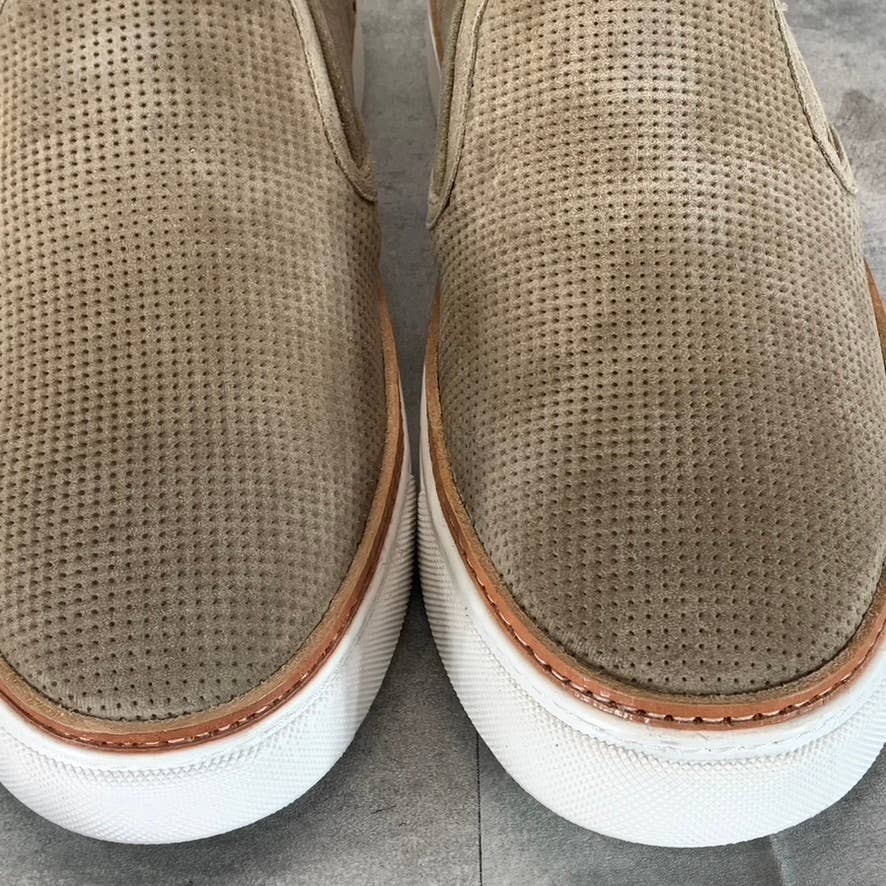 THOMAS & VINE Men's Taupe Leather Tillman Slip-On Sneakers SZ 11