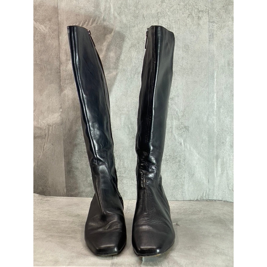 DONALD J. PLINER Women's Solid Black Patrice Wedge Knee-High Boots SZ 9
