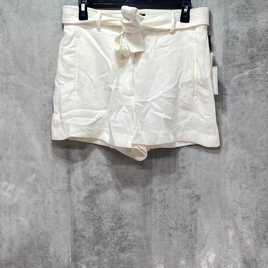 1. STATE The Fleur Ivory Textured Crepe Tie Waist Short SZ 8