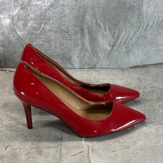 CALVIN KLEIN Women's Crimson Red Leather Gayle Pointed-Toe Classic Pumps SZ 6.5