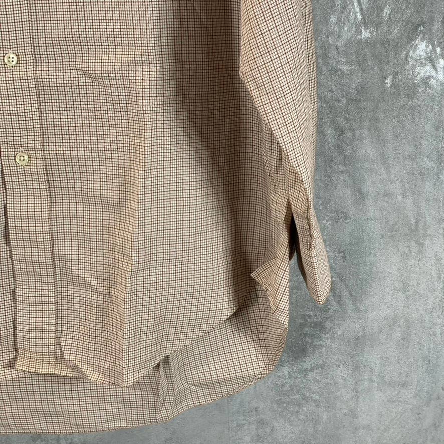 RALPH LAUREN Men's Tan Gingham Blake Classic-Fit Long-Sleeve Button-Up Shirt SZM