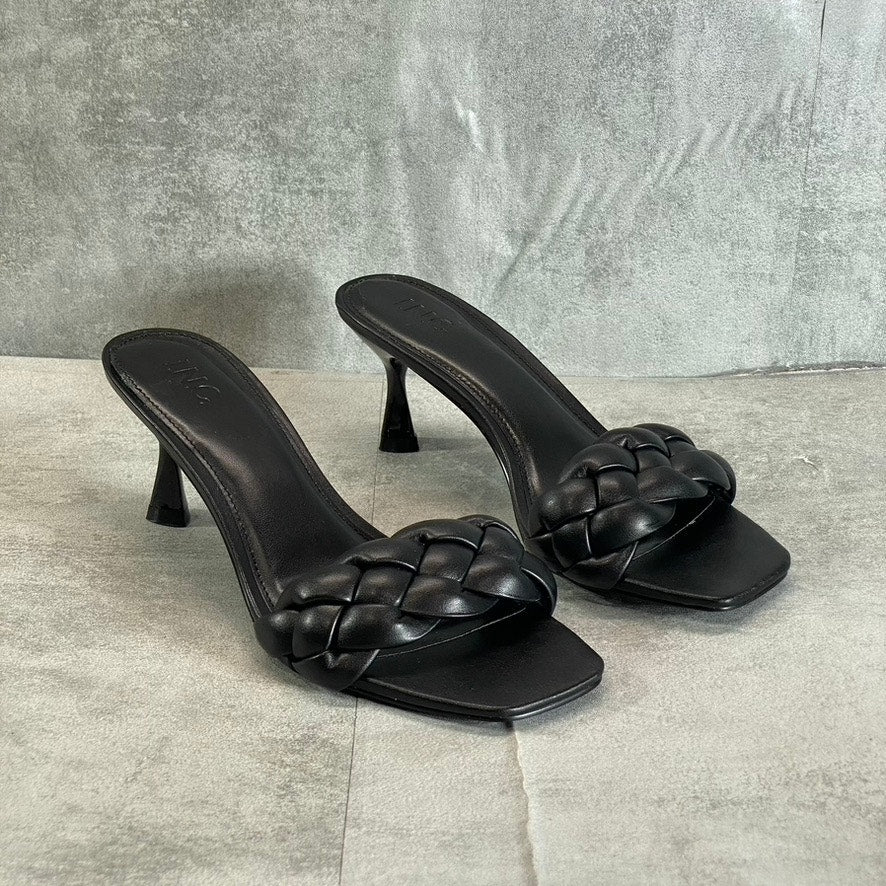 INC INTERNATIONAL CONCEPTS Women's Black Smooth Parker Woven Slide Sandals SZ 8