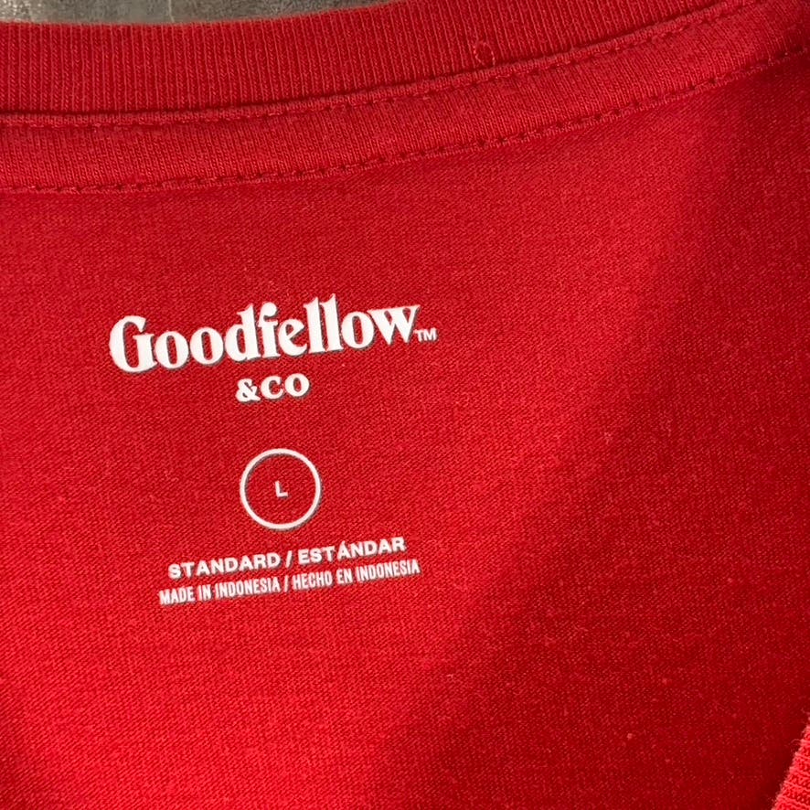 GOODFELLOW & CO Men's Red Crewneck Standard Fit Short-Sleeve  T-Shirt SZ L