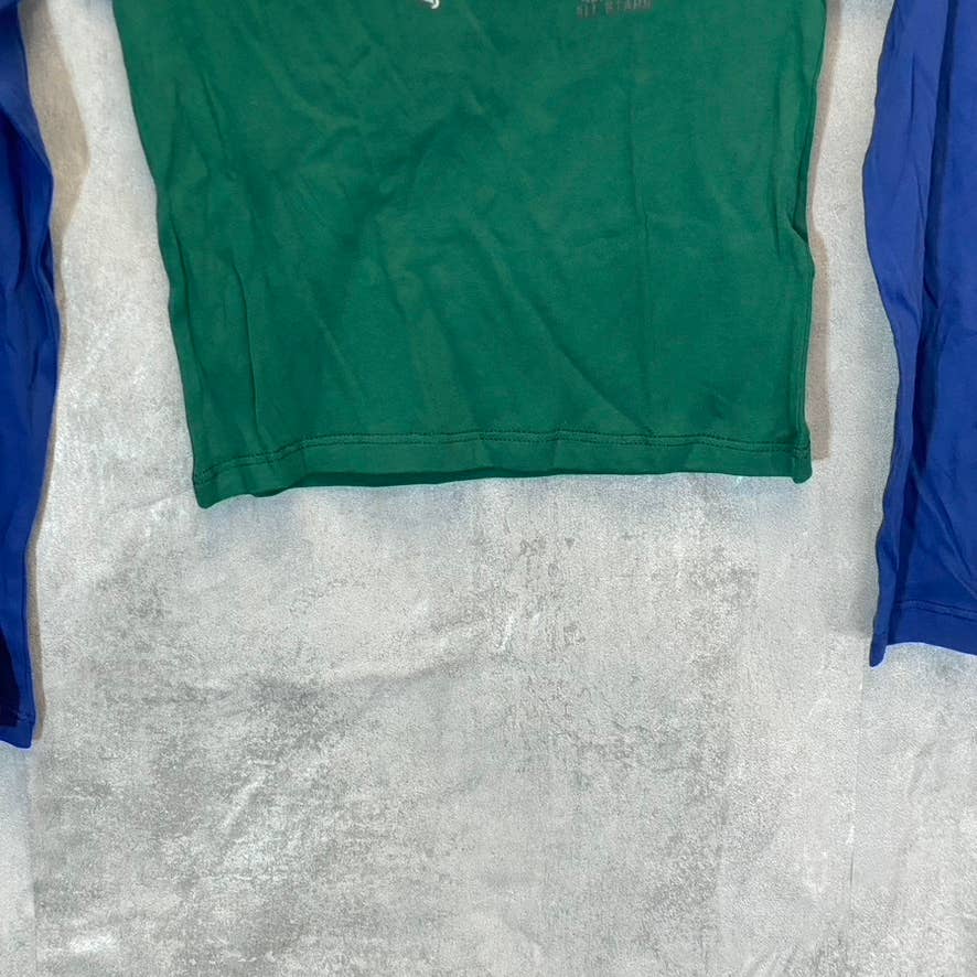 TOPSHOP Women's Green-Navy Nevada Baseball Graphic Crewneck Crop Top SZ 6