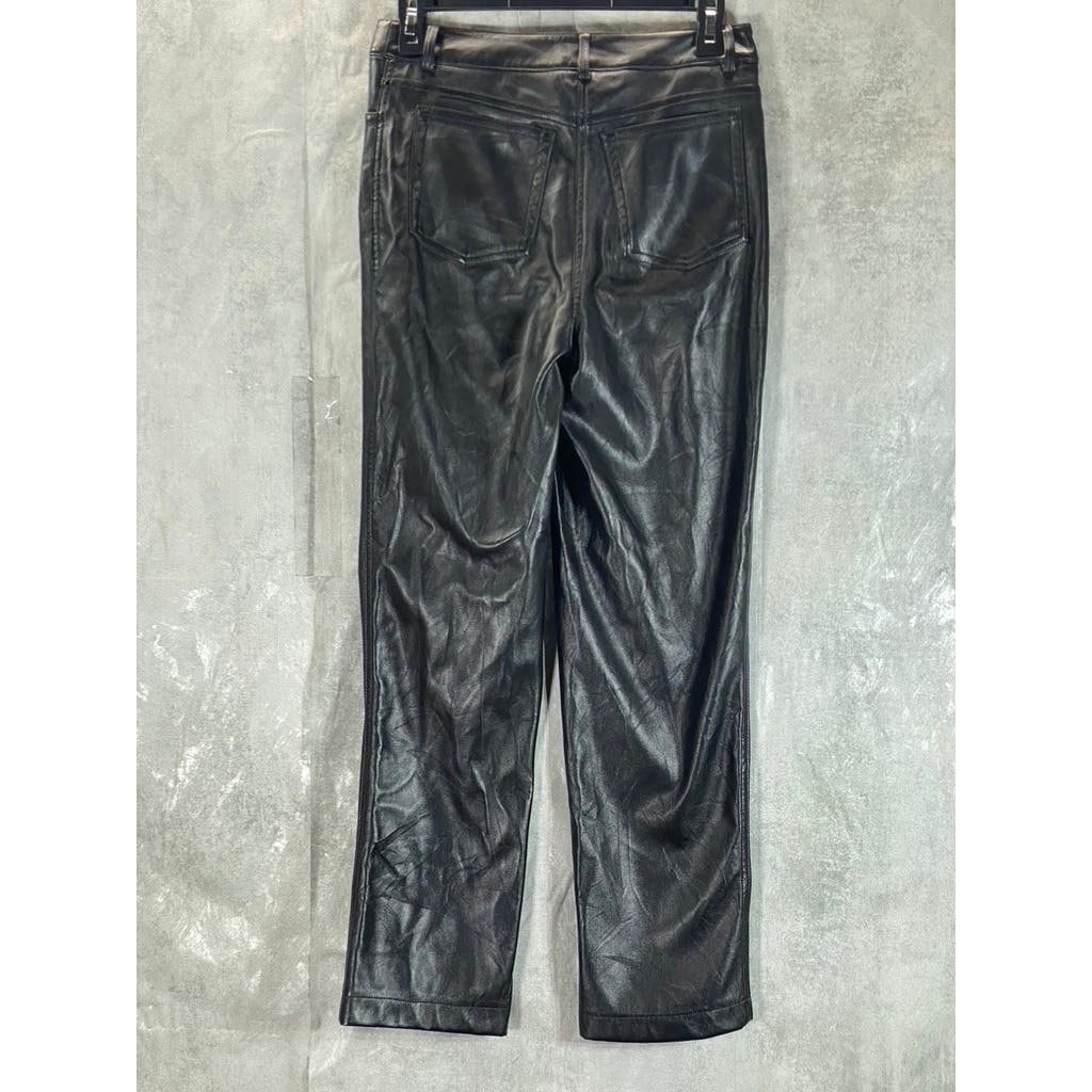 NICOLE MILLER Women's Black Faux-Leather Straight-Leg Pants SZ 2