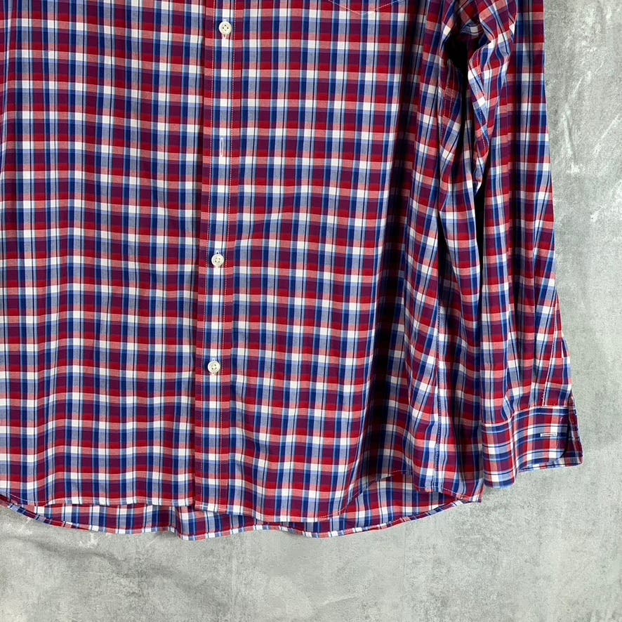 L.L. BEAN Men's Red/Blue Slightly Fitted Button-Up Long Sleeve Shirt SZ XL