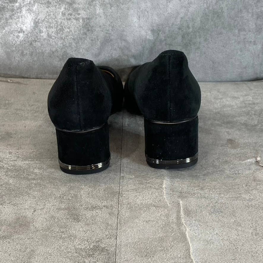 FRANCO SARTO Women's Black Suede Pisa Square-Toe Round-Heel Pumps SZ 5