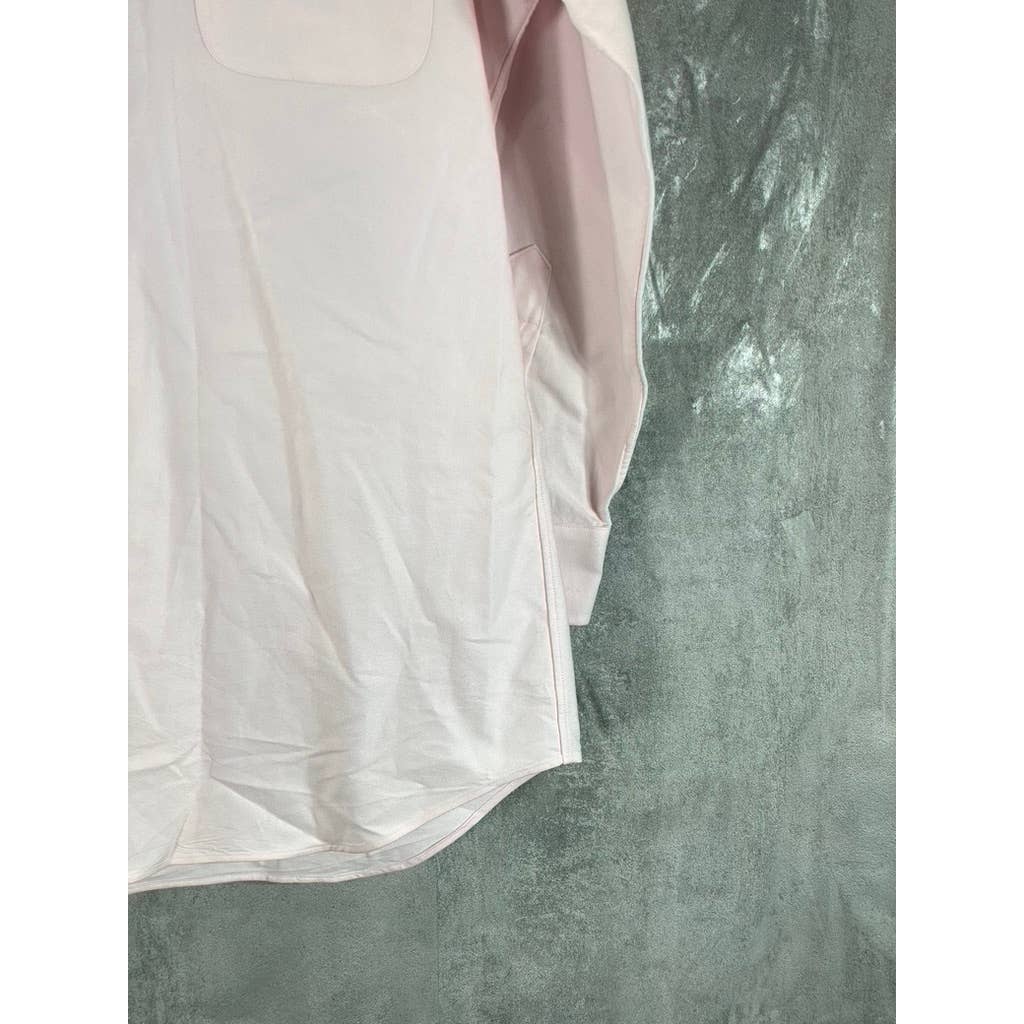 PAUL FREDRICK Men's Pink Classic-Fit Two Ply Cotton Oxford Shirt SZ 15.5-32