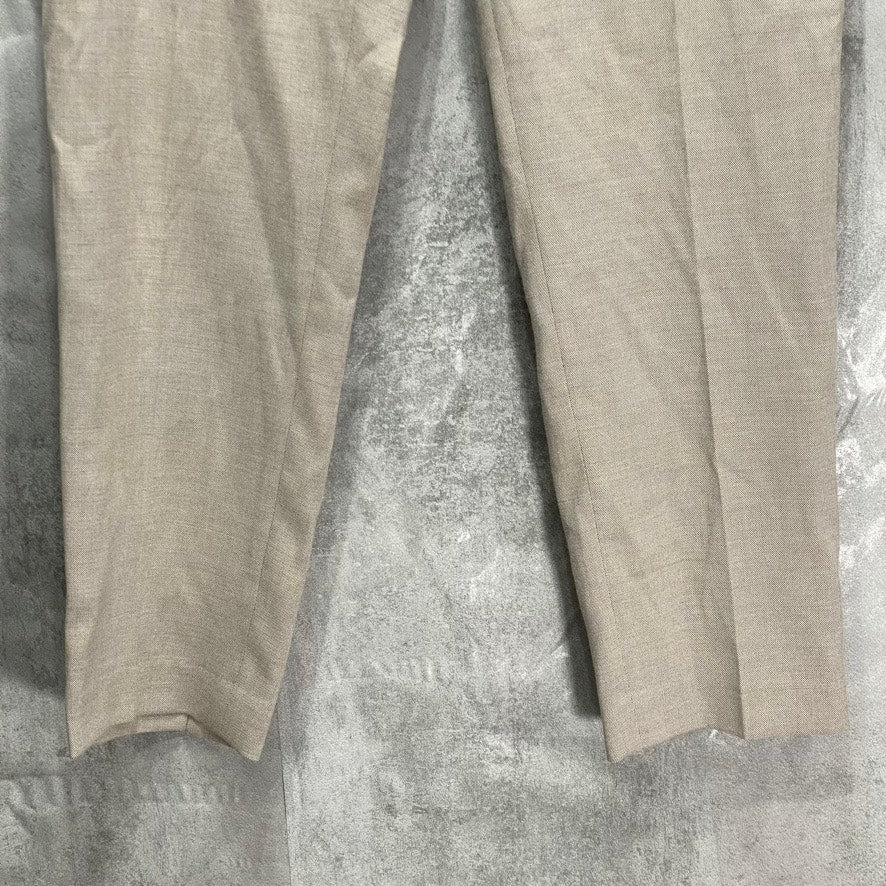 CALVIN KLEIN Tan Stretch Straight-Leg Pull-On Suit Pants SZ 6