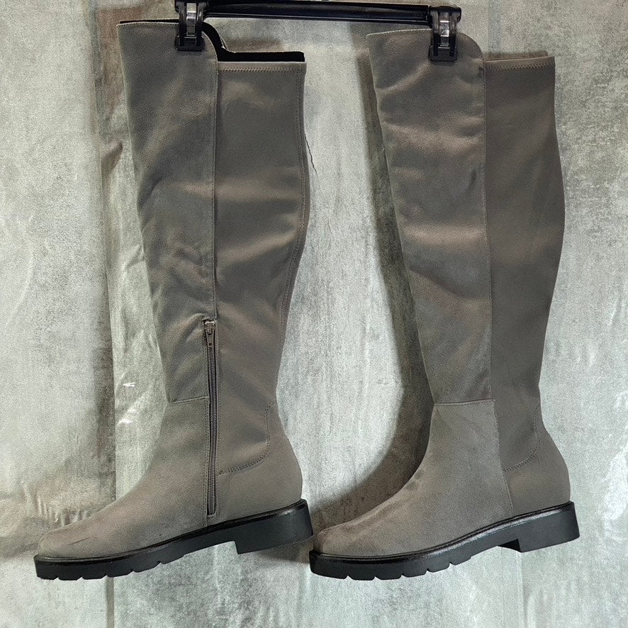 NINE WEST Women's Charcoal Tread Lug Sole Block-Heel Over-The-Knee Boots SZ 9.5