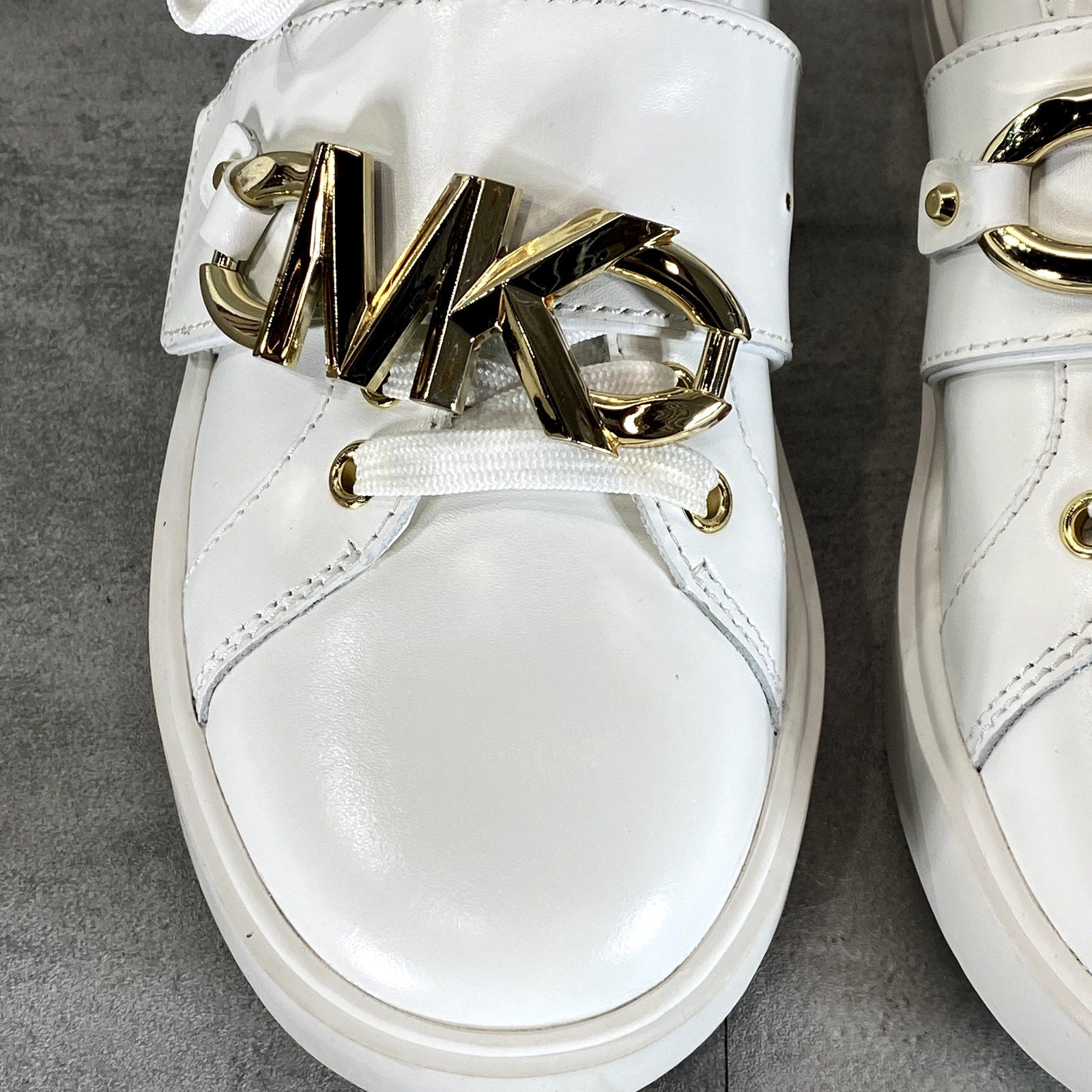 MICHAEL MICHAEL KORS Women's White Leather Emmett Lace-Up Platform Sneakers SZ 5