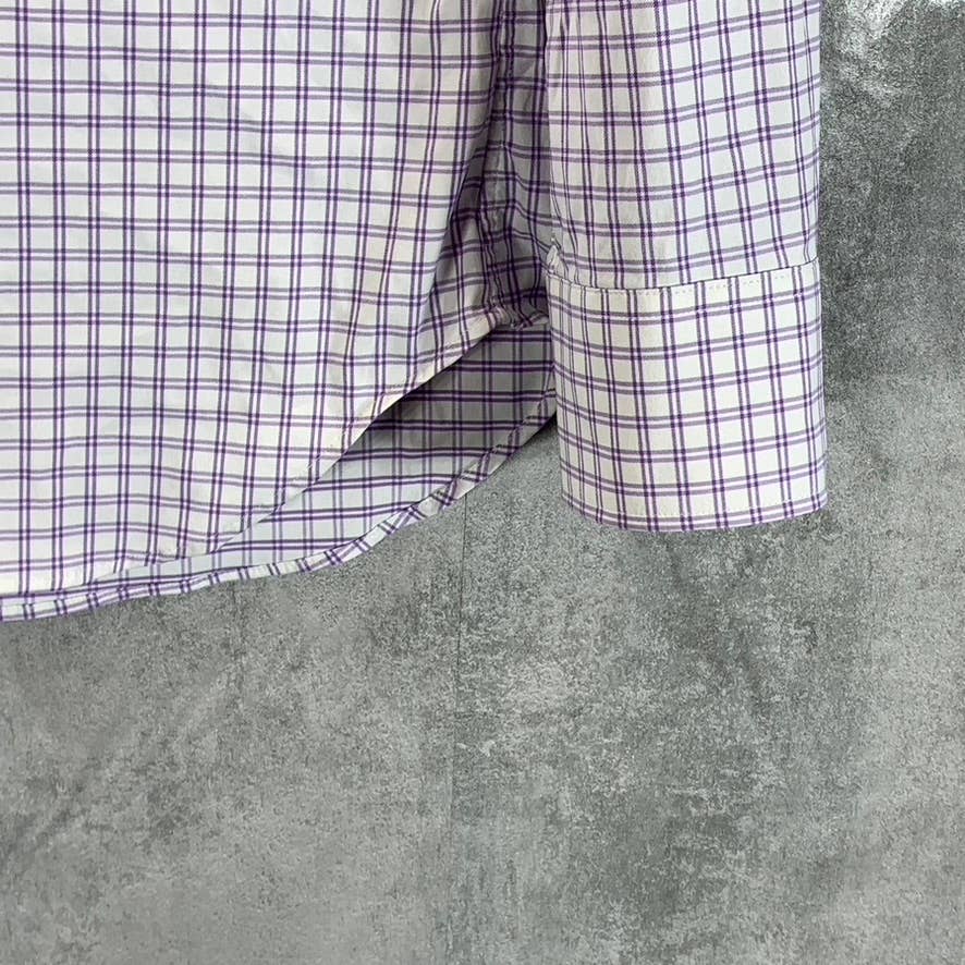 BONOBOS Men's Short White/Purple Slim-Fit Button-Up Long-Sleeve Shirt SZ XS