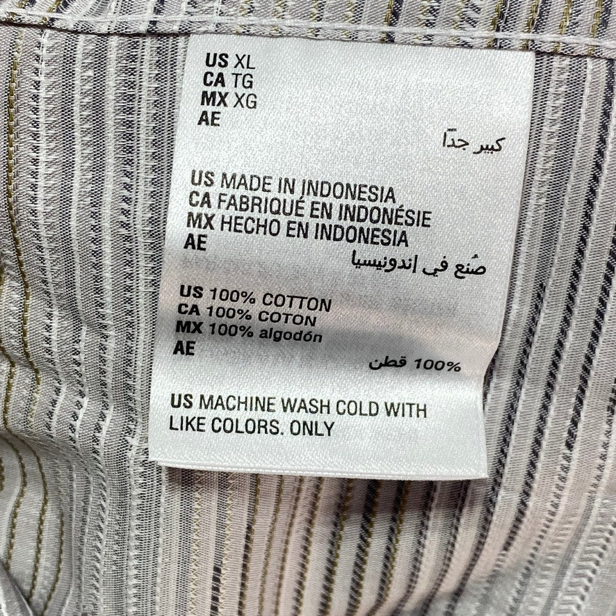 TASSO ELBA Gray Combo Stretch Textured Short Sleeve Button-Up Shirt SZ XL