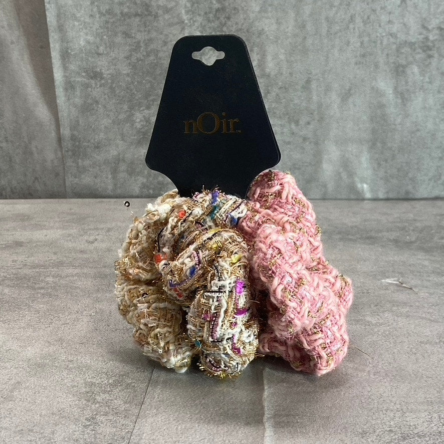 NOIR Women's Assorted Tweed 3-Piece Hair Scrunchies SZ OS