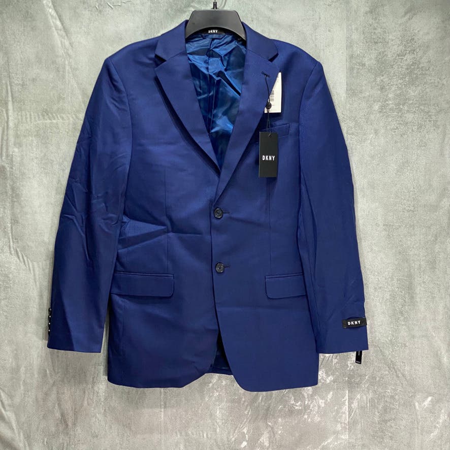 DKNY Solid Blue Modern-Fit Two-Button Notched Lapel Lined Suit Jacket SZ 38R