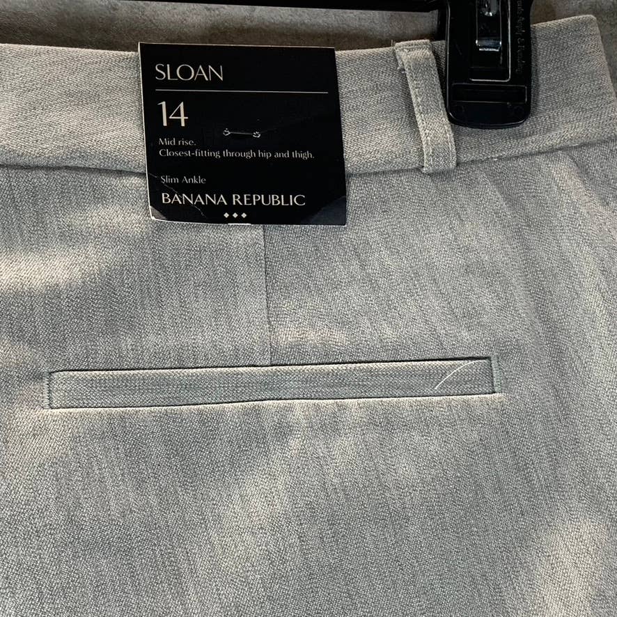 BANANA REPUBLIC Women's Medium Grey Heather Sloan Slim Mid-Rise Pants SZ 14