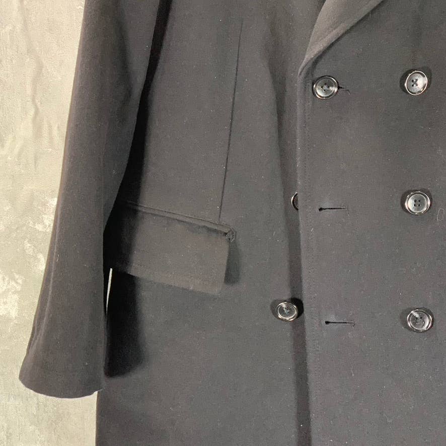 MICHAEL KORS Men's Black Classic-Fit Double Breasted Wool Blend Peacoat SZ 44S