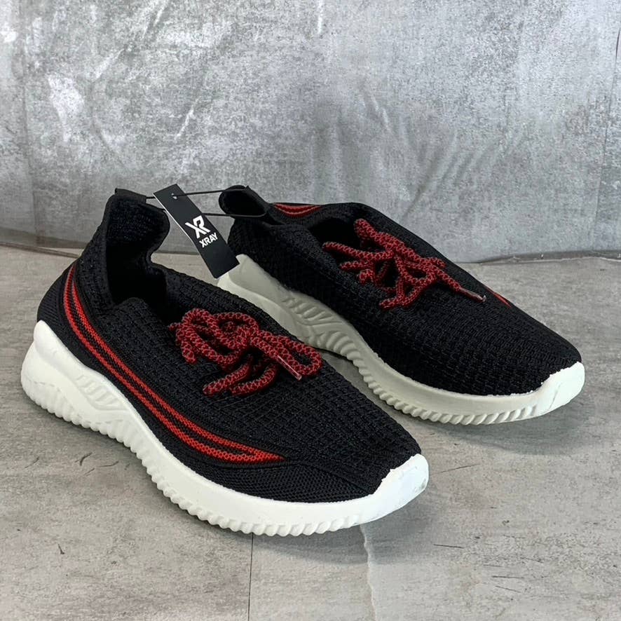 XRAY FOOTWEAR Men's Black/Red Knit Breathable Niko Lace-Up Sneakers SZ 8.5
