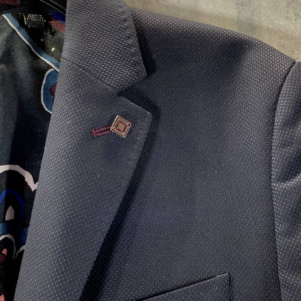 TED BAKER Men's Navy Hemsby Slim-Fit Textured Two-Button Suit Jacket SZ 3(US38)