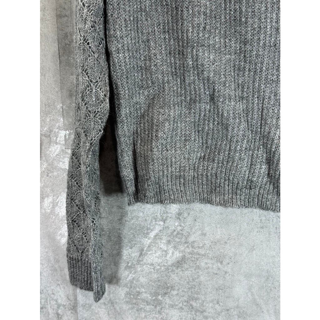 BOHME Women's Gray Detailed Crewneck Long Sleeve Pullover Sweater SZ XS