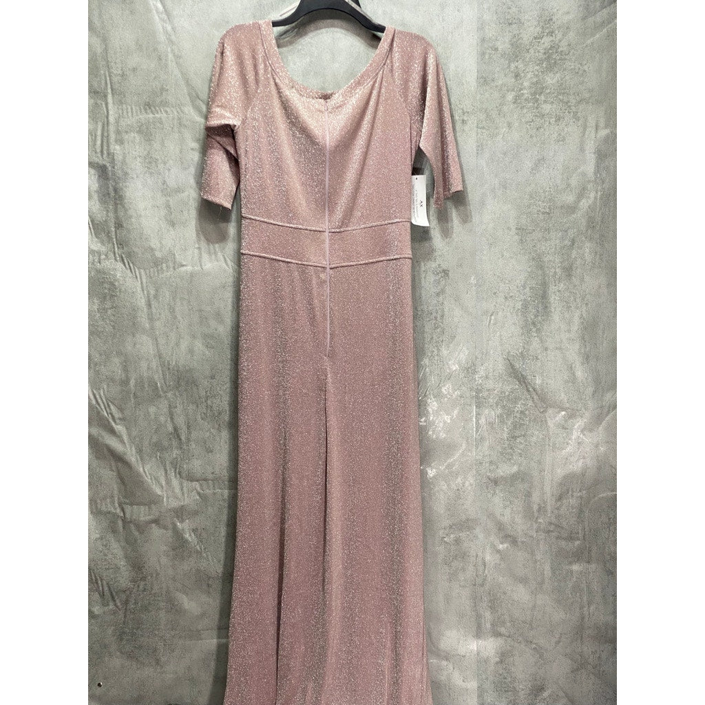 AX PARIS Pink Off The Shoulder Sparkle Maxi Slit Dress SZ 10