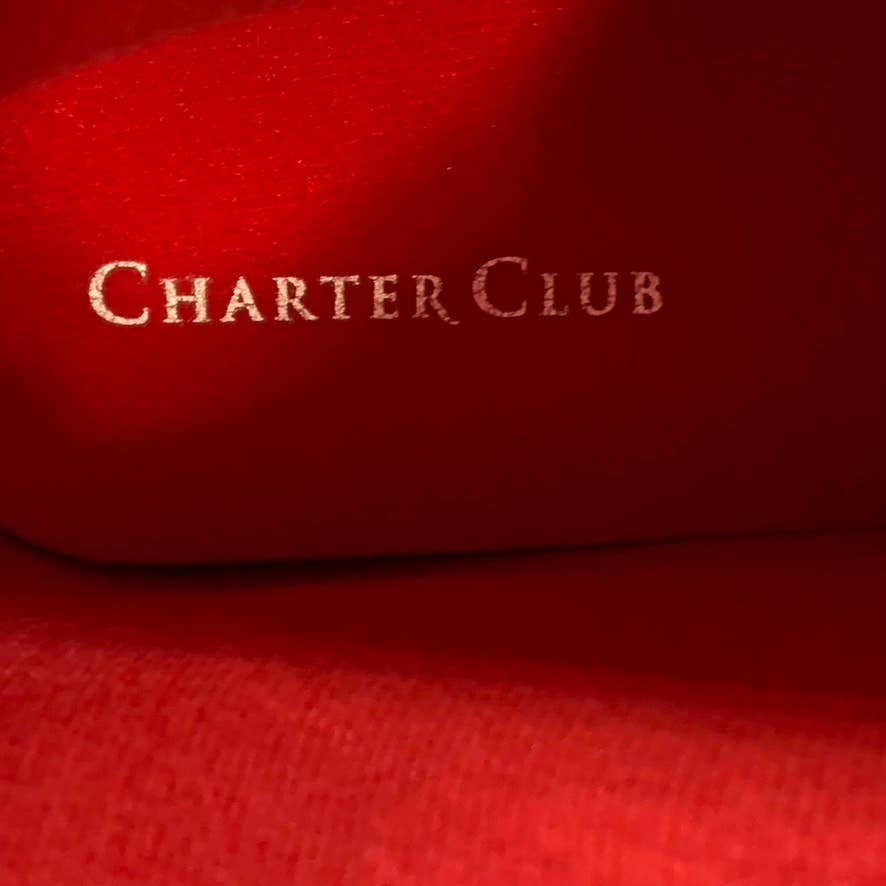 CHARTER CLUB Women's Black/Red Cloudburst Pull-On Rain Boots SZ 9