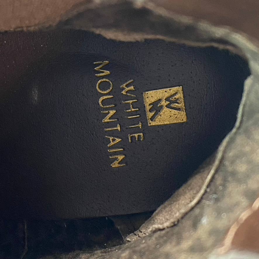 WHITE MOUNTAIN Women's Brown/Fabric Basil Stacked Block Heel Ankle Boots SZ 9