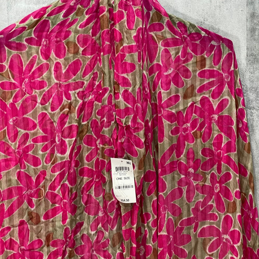 INC INTERNATIONAL CONCEPTS Pink Floral Print Wrap OS