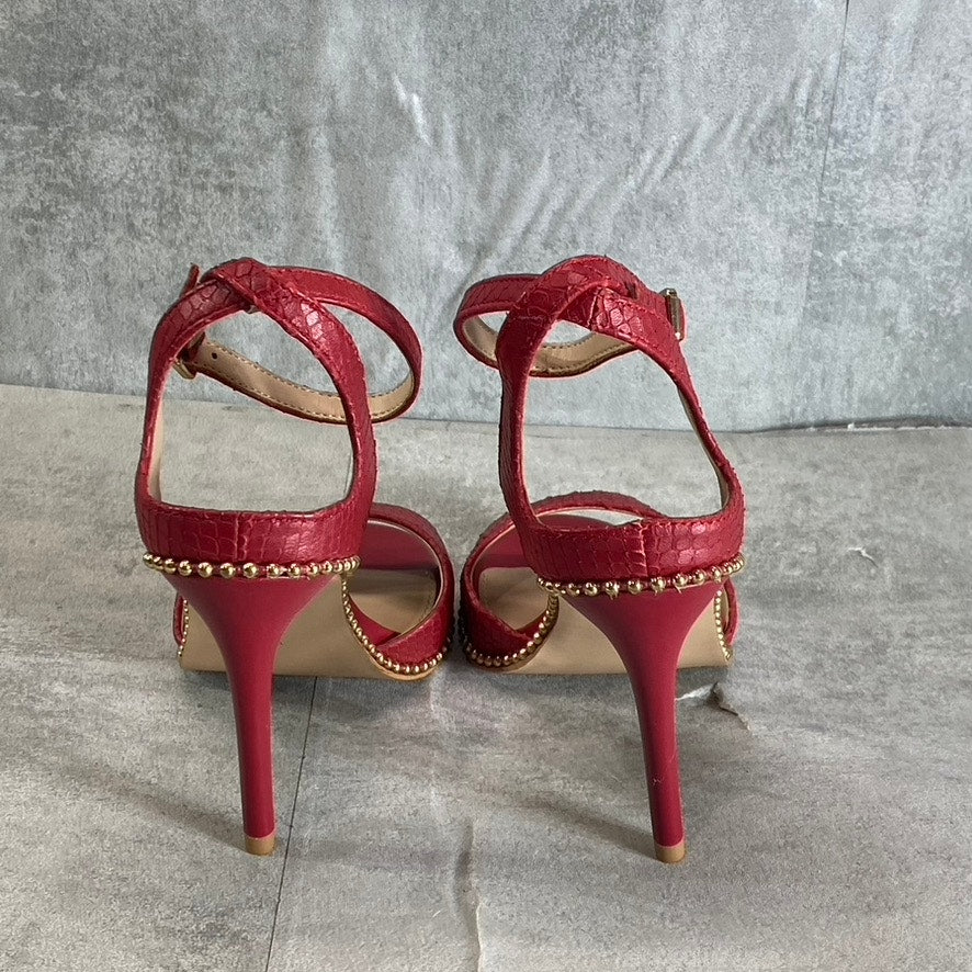 BCBGENERATION Lipstick Breach Leather Jaxina Textured Stiletto Sandals SZ 6
