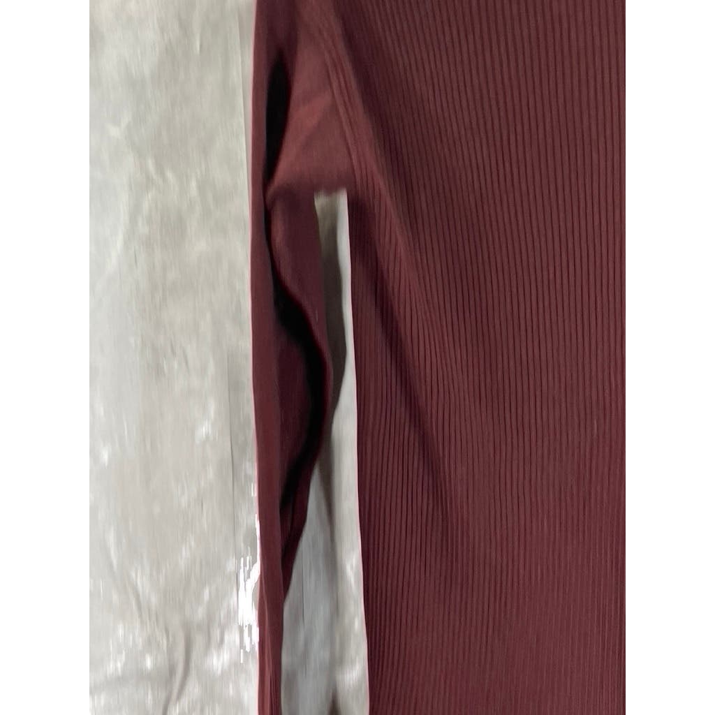 HALOGEN Women's Petite Burgundy Ribbed Button-Up Long Sleeve Cardigan SZ 2XS