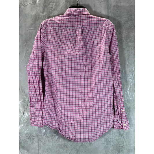 RALPH LAUREN Men's Pink Gingham Classic -Fit Button-Up Long-Sleeve Shirt SZ S