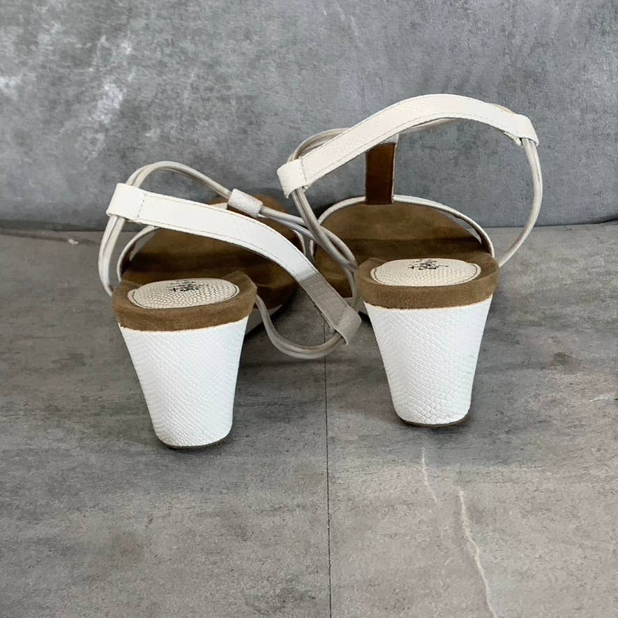 STYLE & Co Women’s White Mulan Round-Toe T-Strap Slingback Wedge Sandals SZ 9.5