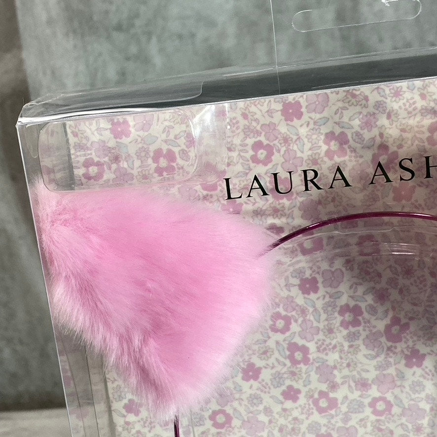 LAURA ASHLEY Pink Faux-Fur Over The Ear Stereo Cat-Ear Headphones SZ OS