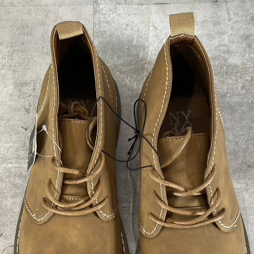NEW YORK & COMPANY Men's Tan Faux-Leather Dooley Lace-Up Ankle Boots SZ 9