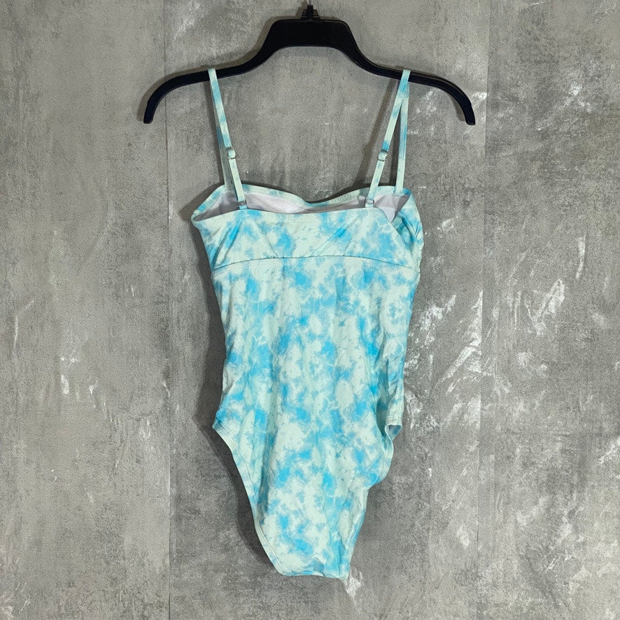 VICIOUS YOUNG BABES Light Blue Tie-Dye Front Cutout Tie-Dye One-Piece Swimsuit SZ S