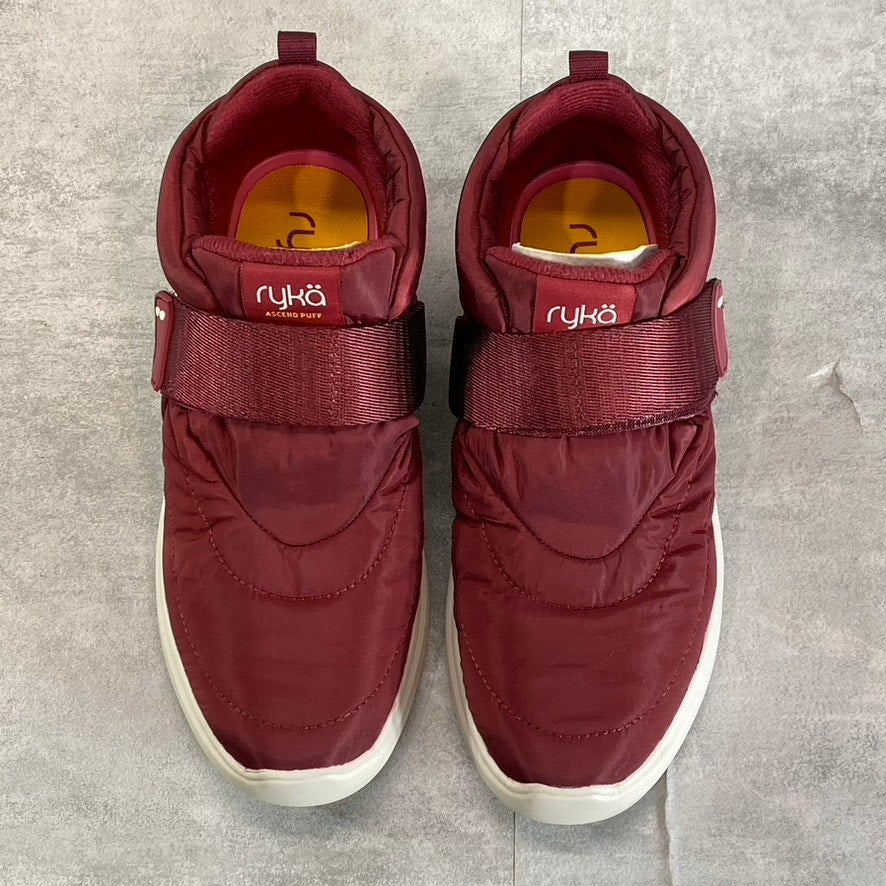 RYKA Women's Burgundy Fabric Ascend Puff Round-Toe Slip-On Wedge Sneaker SZ 8