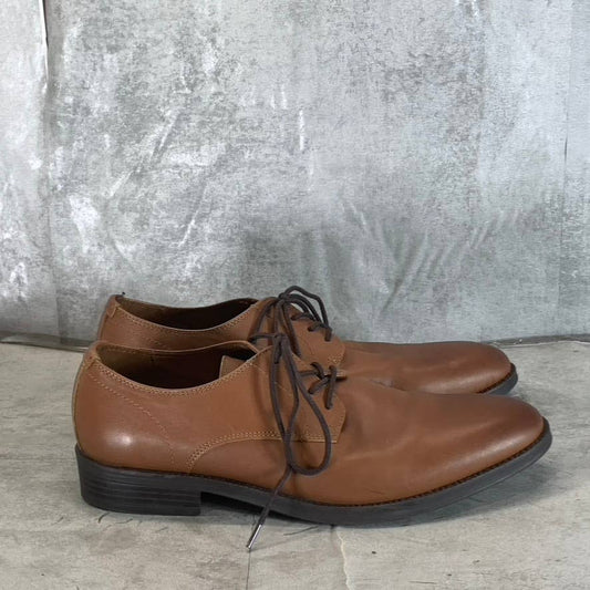 CALVIN KLEIN Men's Light Brown Leather Jack Lace-Up Dress Loafers SZ 9