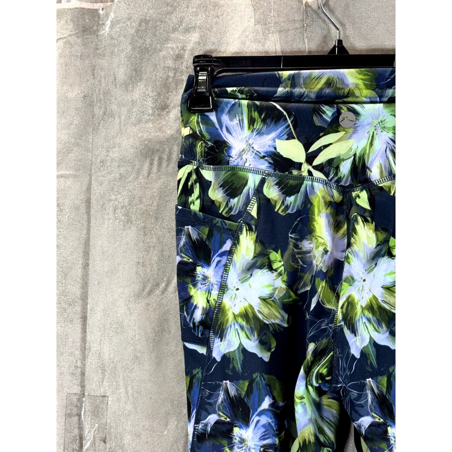 X BY GOTTEX Women's Blue Dark Floral Rachel Pull-On Ankle Leggings SZ S