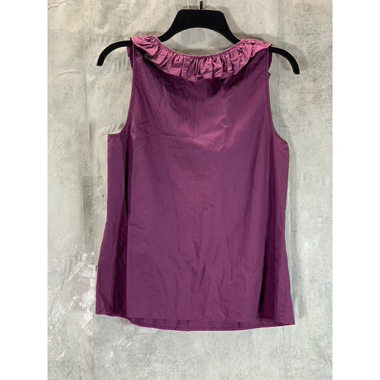 J.CREW Women's Plum Scoop Neck Rosette Ruffle Trim Sleeveless Top SZ 6