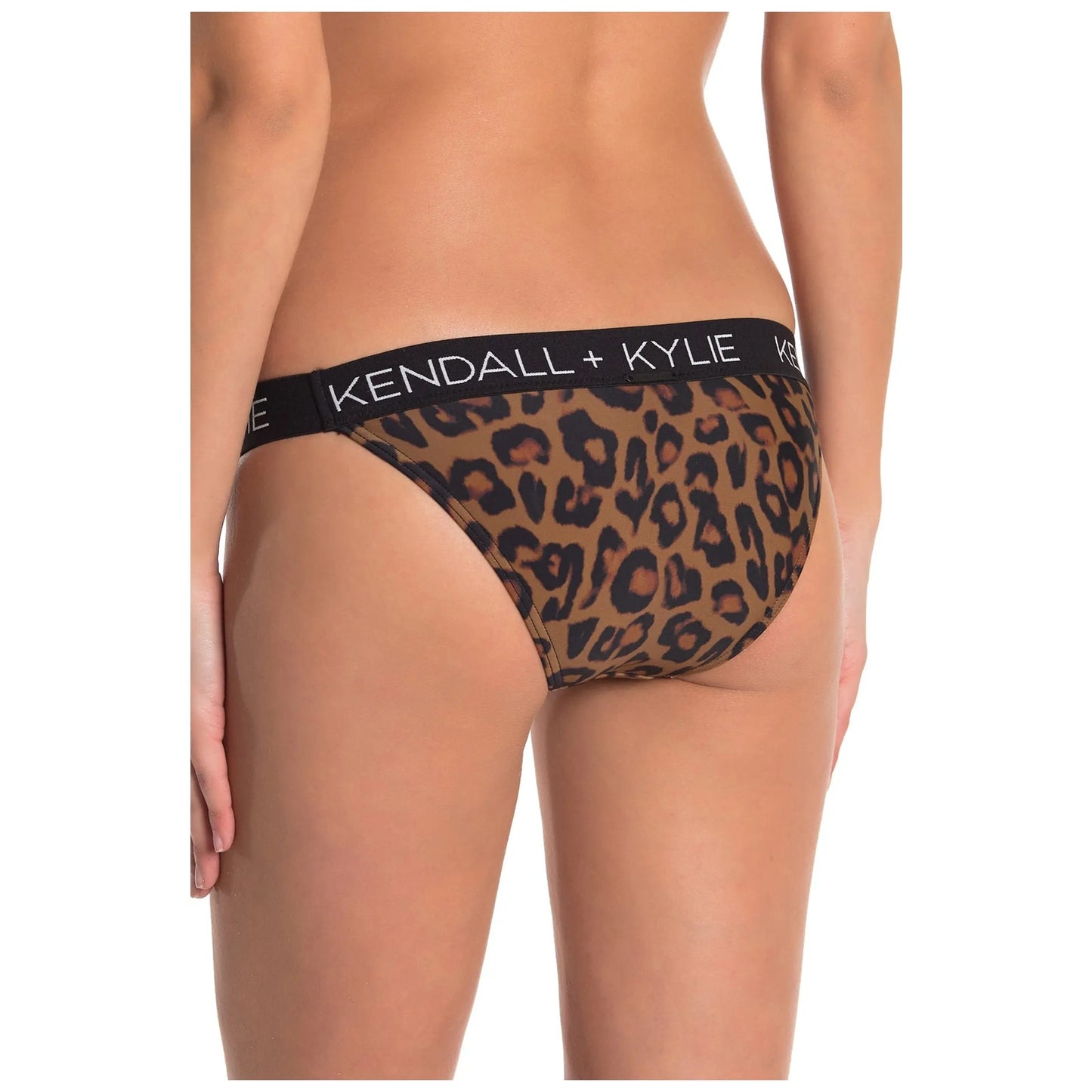 KENDALL & KYLIE Leopard Print Logo Waist Moderate Coverage Bikini Bottoms SZ XL