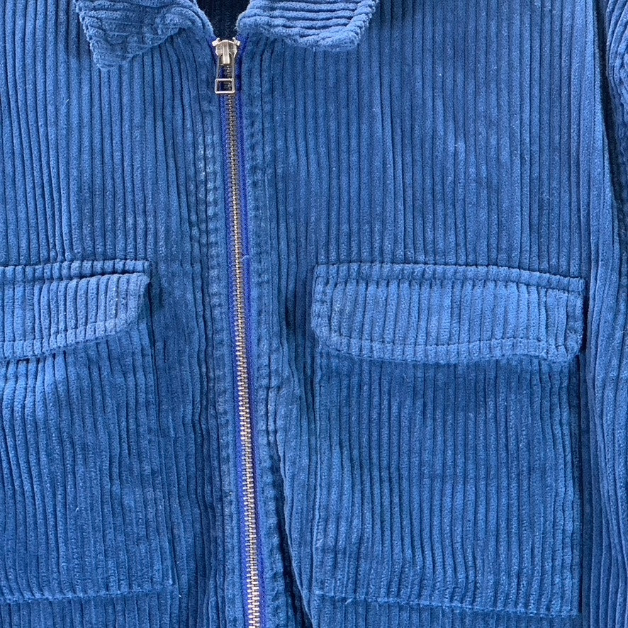 URBAN OUTFITTERS Men's Blue Corduroy Zip-Up Flap Pocket Shirt Jackets SZ S