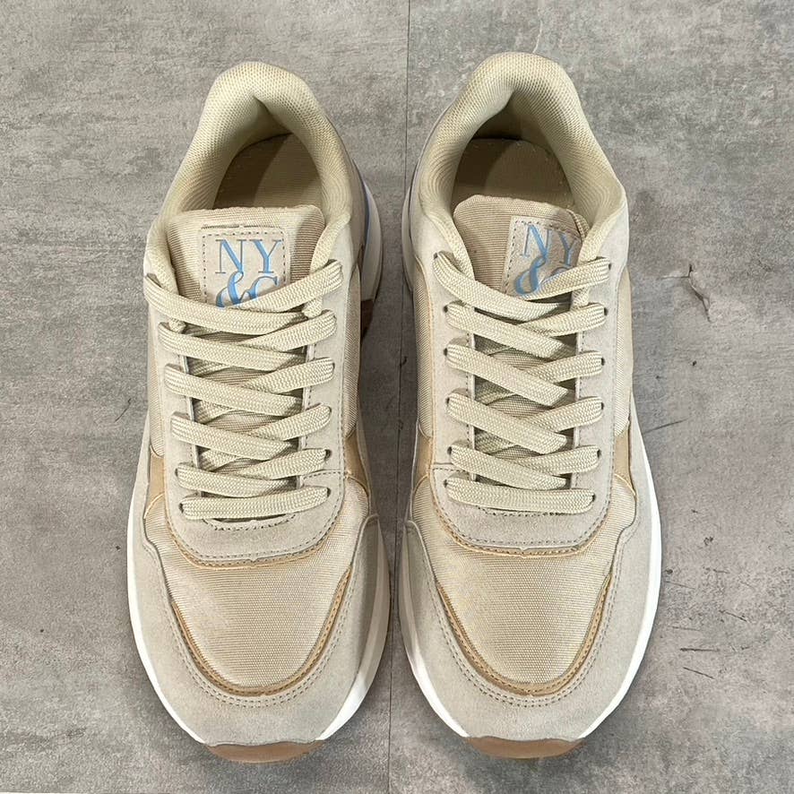 NEW YORK & COMPANY Men's Beige Harvey Low-Top Lace-Up Sneakers SZ 8