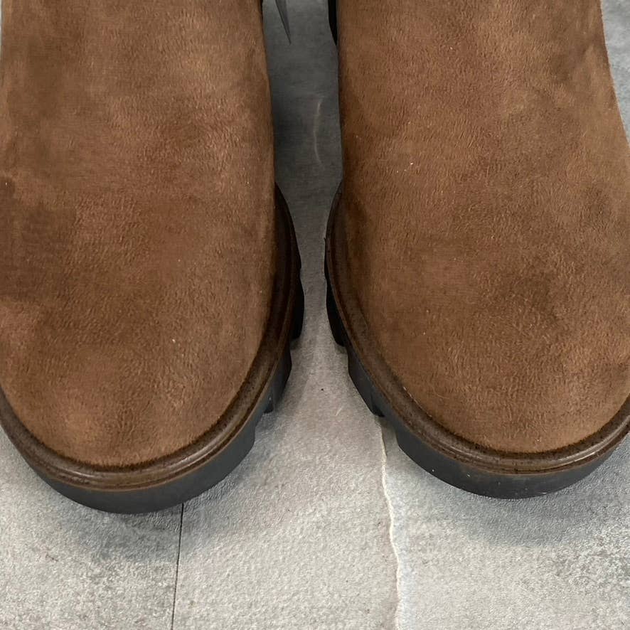 WHITE MOUNTAIN Women's Brown/Fabric Basil Stacked Block Heel Ankle Boots SZ 9