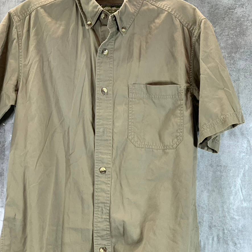 EDDIE BAUER Men's Brown Cotton Short-Sleeve Button-Up Shirt SZ S