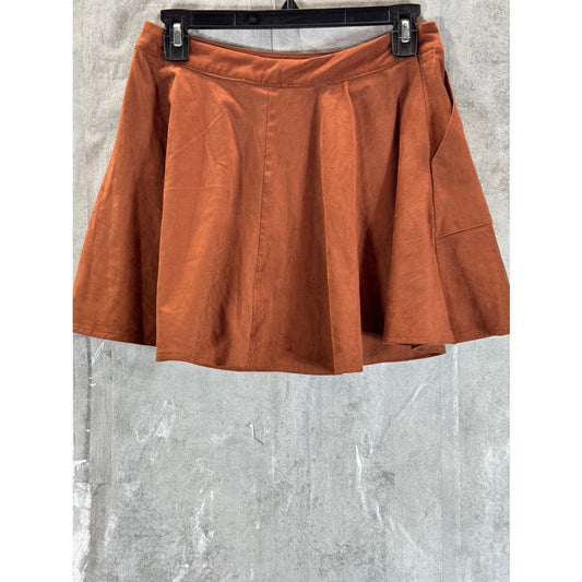 CIDER Women's Brown Warm Apple Cider Flare Mini Skirt SZ S(US 4)