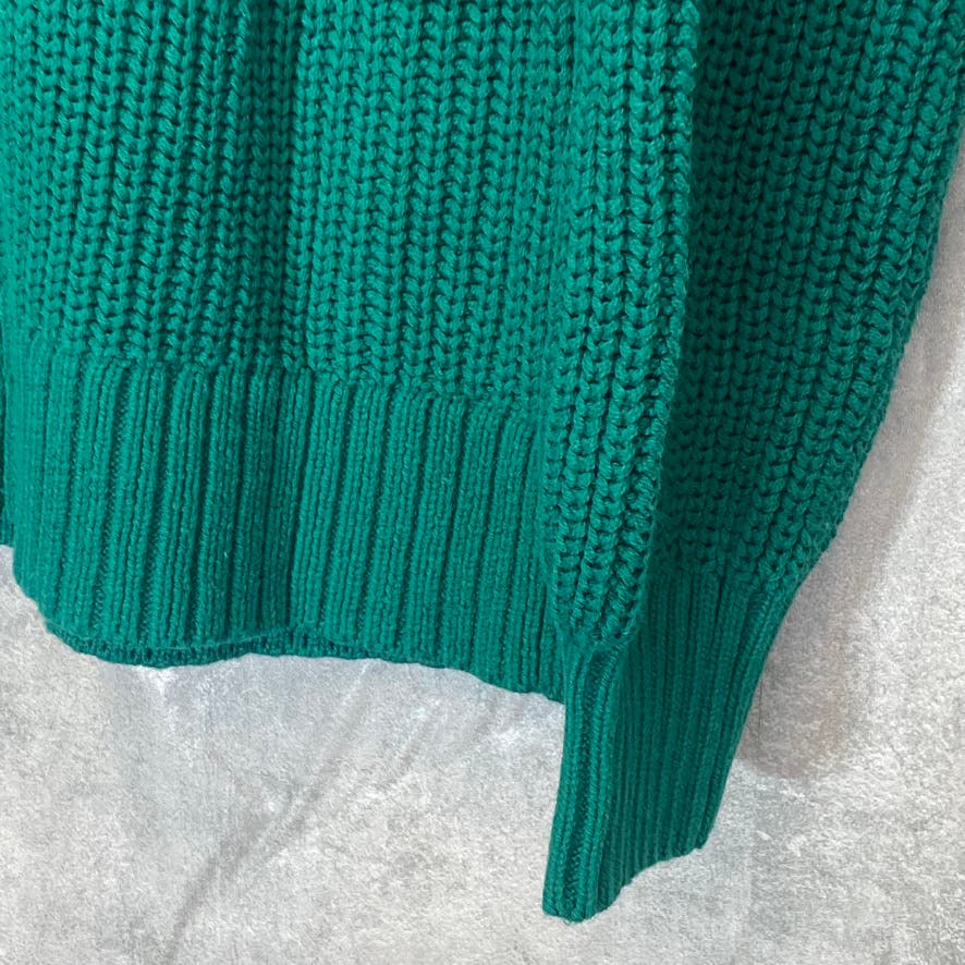 STYLE & CO Women's Aventurine Cable-Knit Ribbed Cuff V-Neck Pullover Sweater SZ M